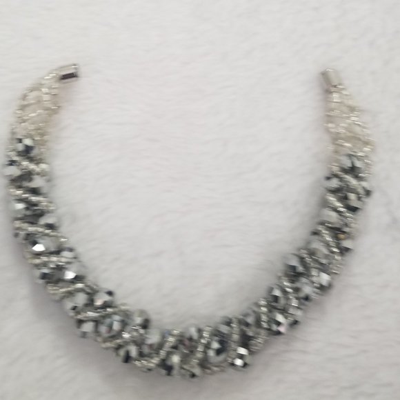 *5/35* Gray Crystal Beaded Wedding Bracelet - Picture 2 of 6